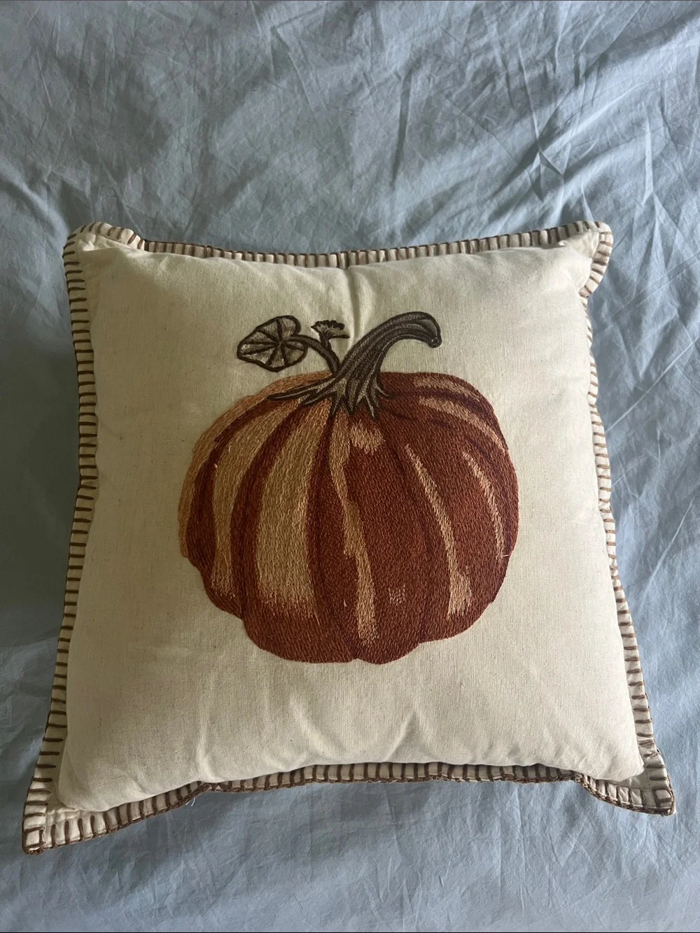 Decorative Pumpkin Accent Pillow - Cream and Brown